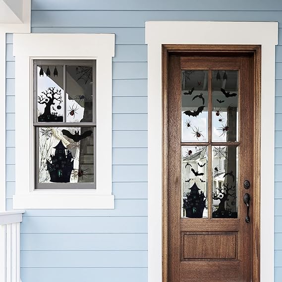 Halloween window sticker set, 6 sheets of window film