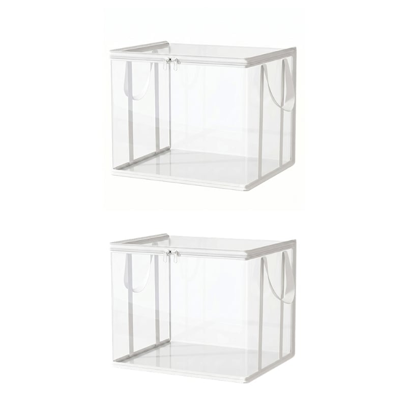 Large Clear Thick Plastic Storage Box with Hinged Lid