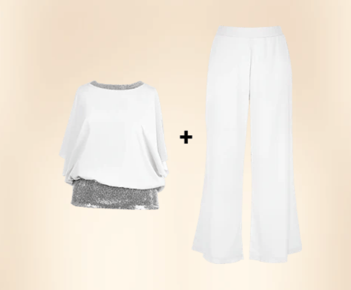 Sequined Colorblock Elegant Two-piece Set（50% OFF）