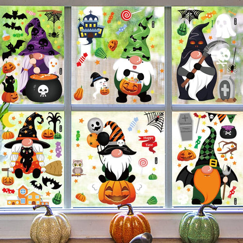 6 Halloween Gnome Window Stickers