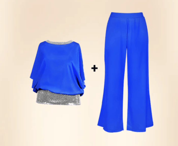 Sequined Colorblock Elegant Two-piece Set（50% OFF）