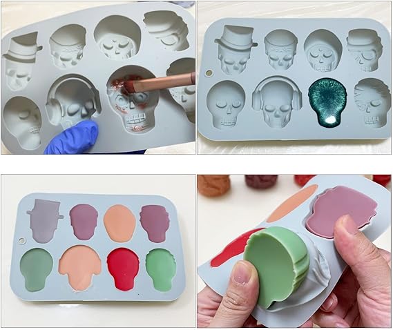 Pack of 2 chocolate mold silicone skull silicone mold Halloween candle epoxy mold