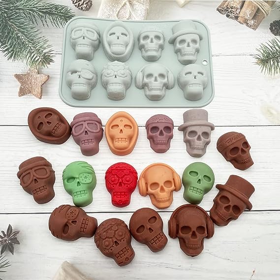Pack of 2 chocolate mold silicone skull silicone mold Halloween candle epoxy mold