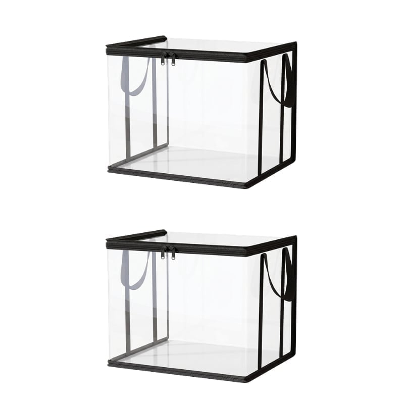 Large Clear Thick Plastic Storage Box with Hinged Lid