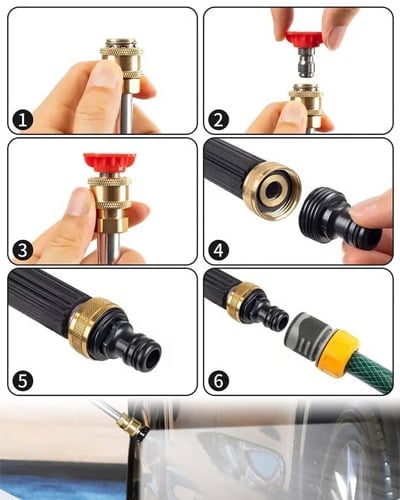 Garden Hose Nozzle High-Pressure Washer with 3 High-Pressure Nozzles