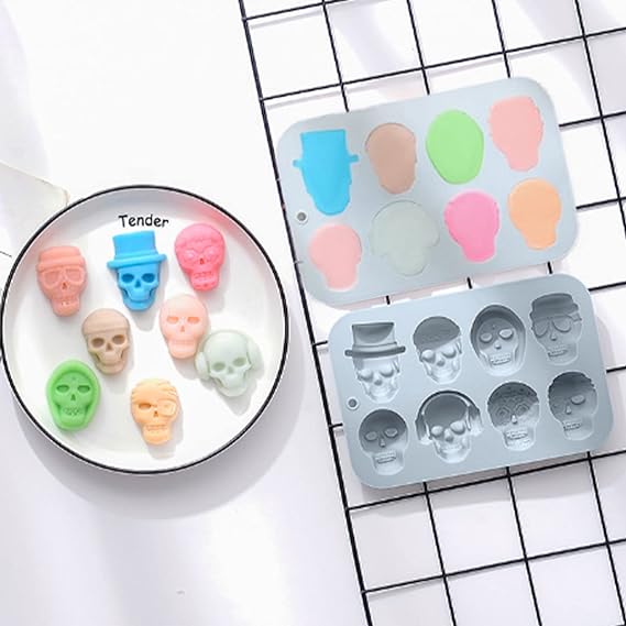 Pack of 2 chocolate mold silicone skull silicone mold Halloween candle epoxy mold