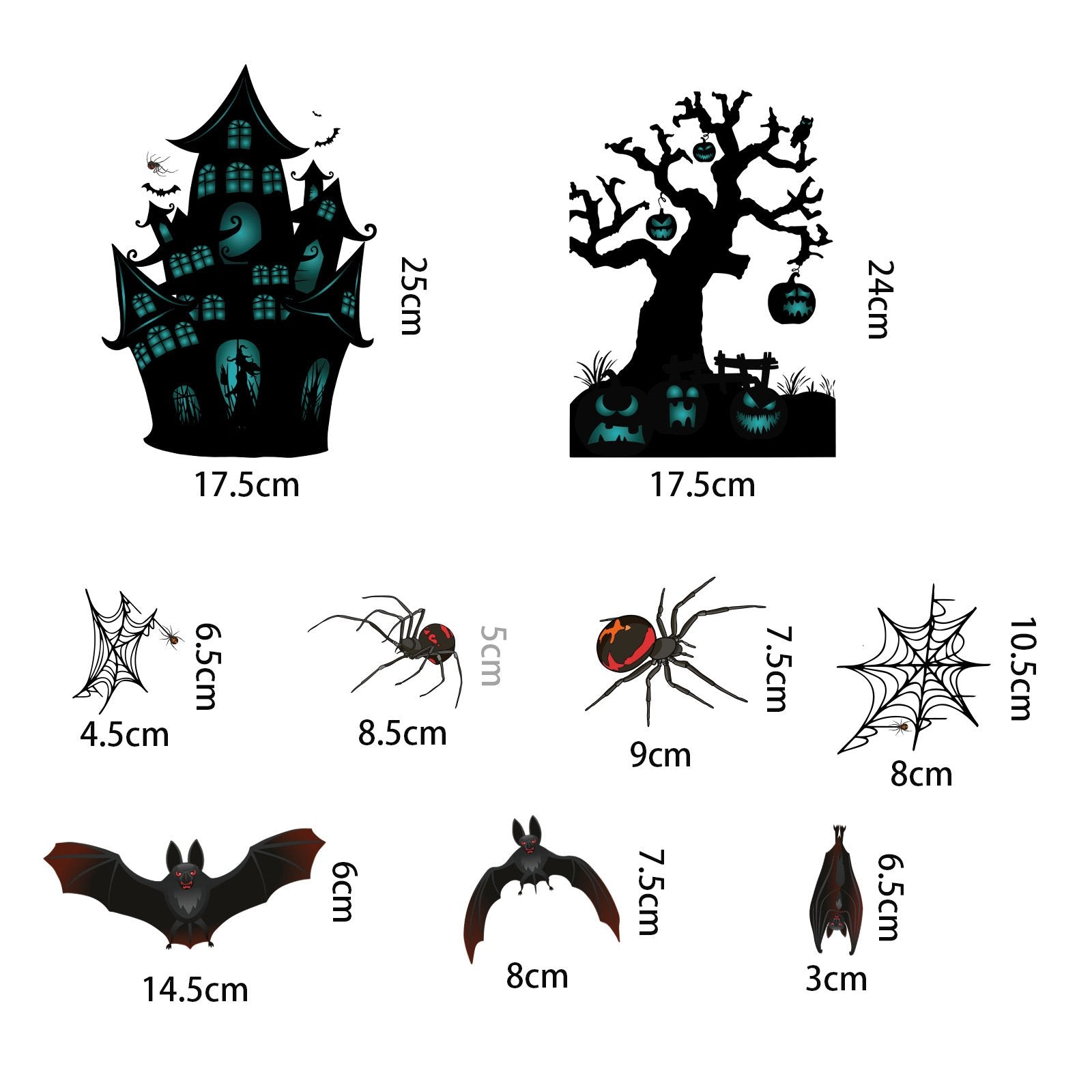 Halloween window sticker set, 6 sheets of window film