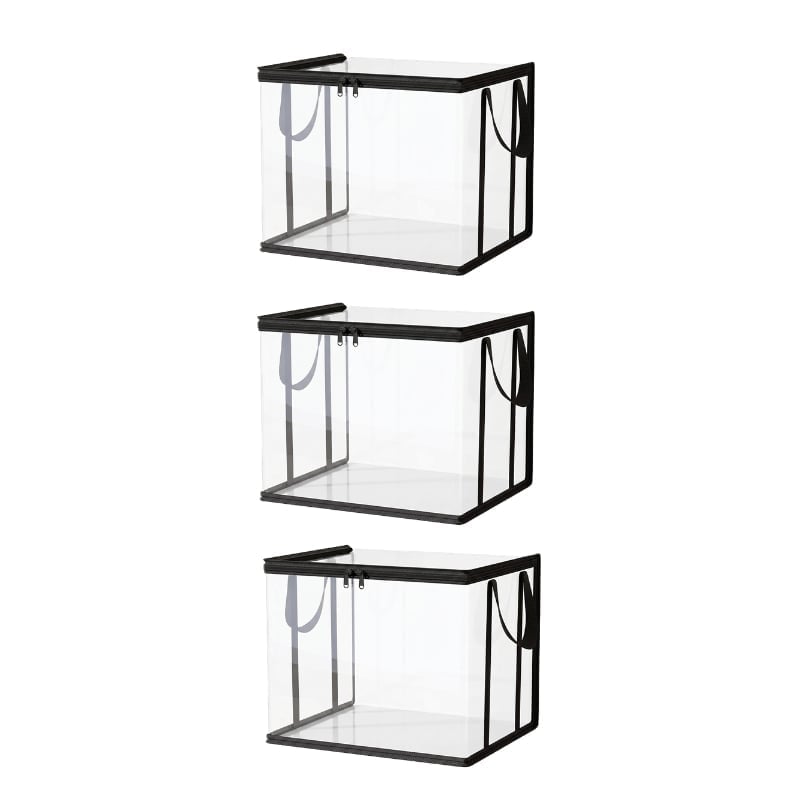 Large Clear Thick Plastic Storage Box with Hinged Lid