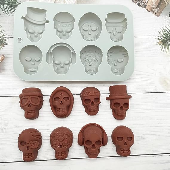 Pack of 2 chocolate mold silicone skull silicone mold Halloween candle epoxy mold