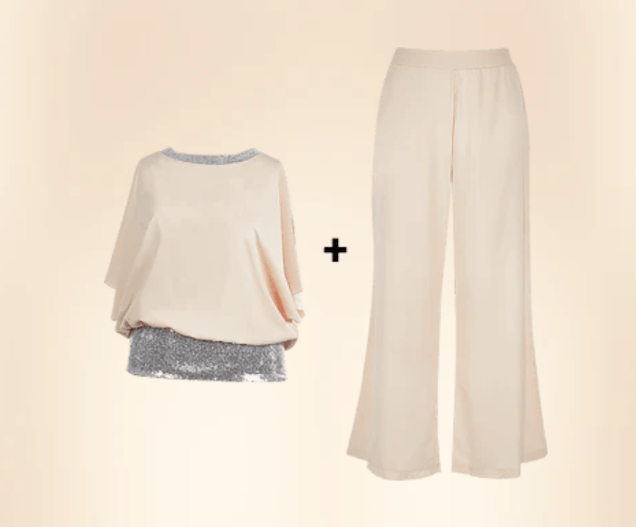 Sequined Colorblock Elegant Two-piece Set（50% OFF）