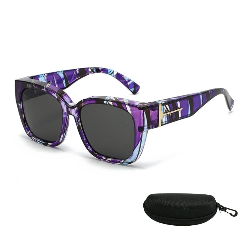 Polarized Square Sunglasses with Wrap-Around Design