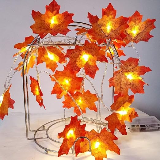Fall Maple Leaves String Lights, Thanksgiving Day, Halloween, Home, Christmas, Outdoor, Garden Decoration