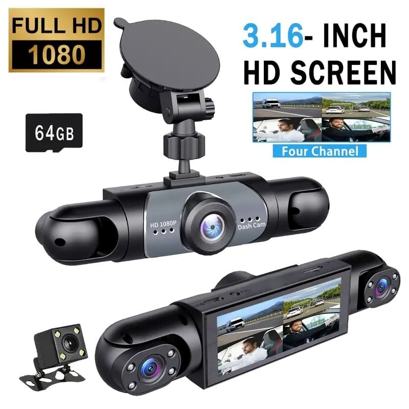 Four-channel surveillance dashcam