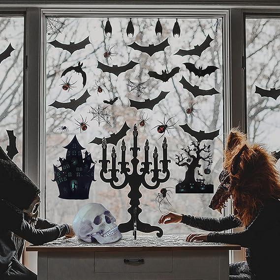 Halloween window sticker set, 6 sheets of window film