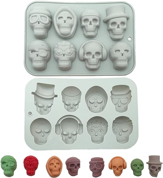 Pack of 2 chocolate mold silicone skull silicone mold Halloween candle epoxy mold