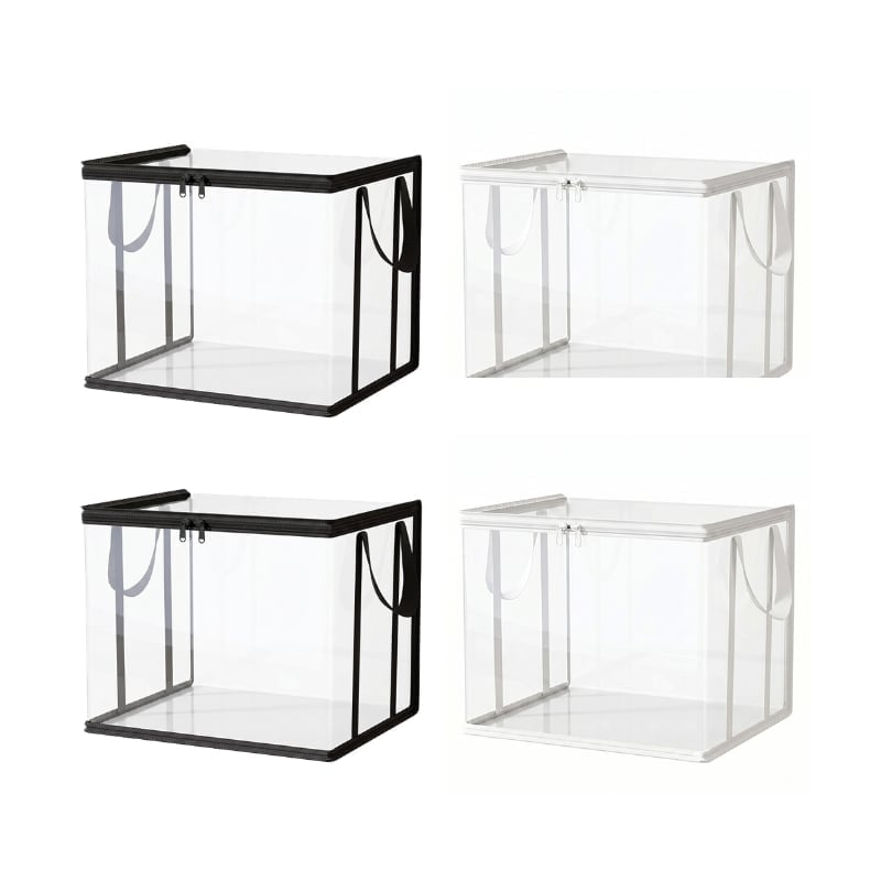 Large Clear Thick Plastic Storage Box with Hinged Lid