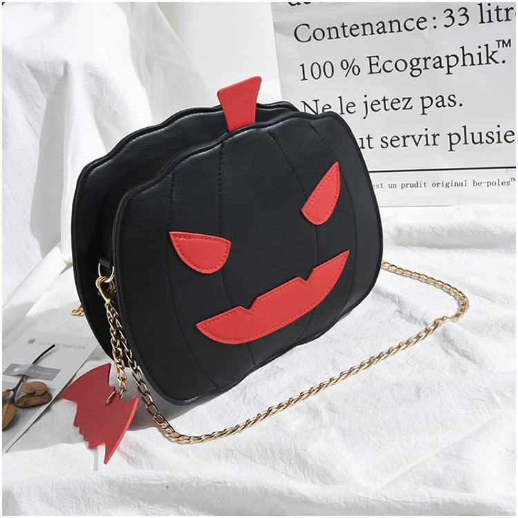 Pumpkin Shoulder Bag Halloween Devil Devil Shoulder Bag PU Leather Handbag