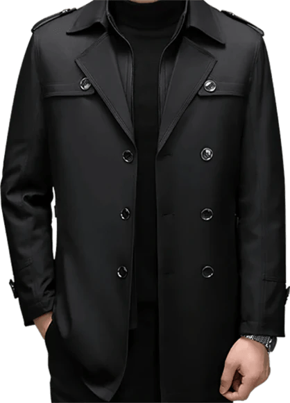 Men's Medium-Length Trench Coat with Detachable Inner