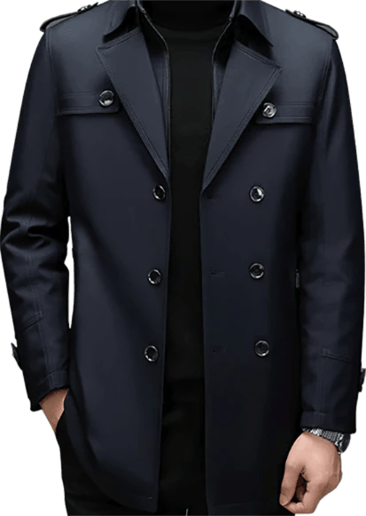 Men's Medium-Length Trench Coat with Detachable Inner