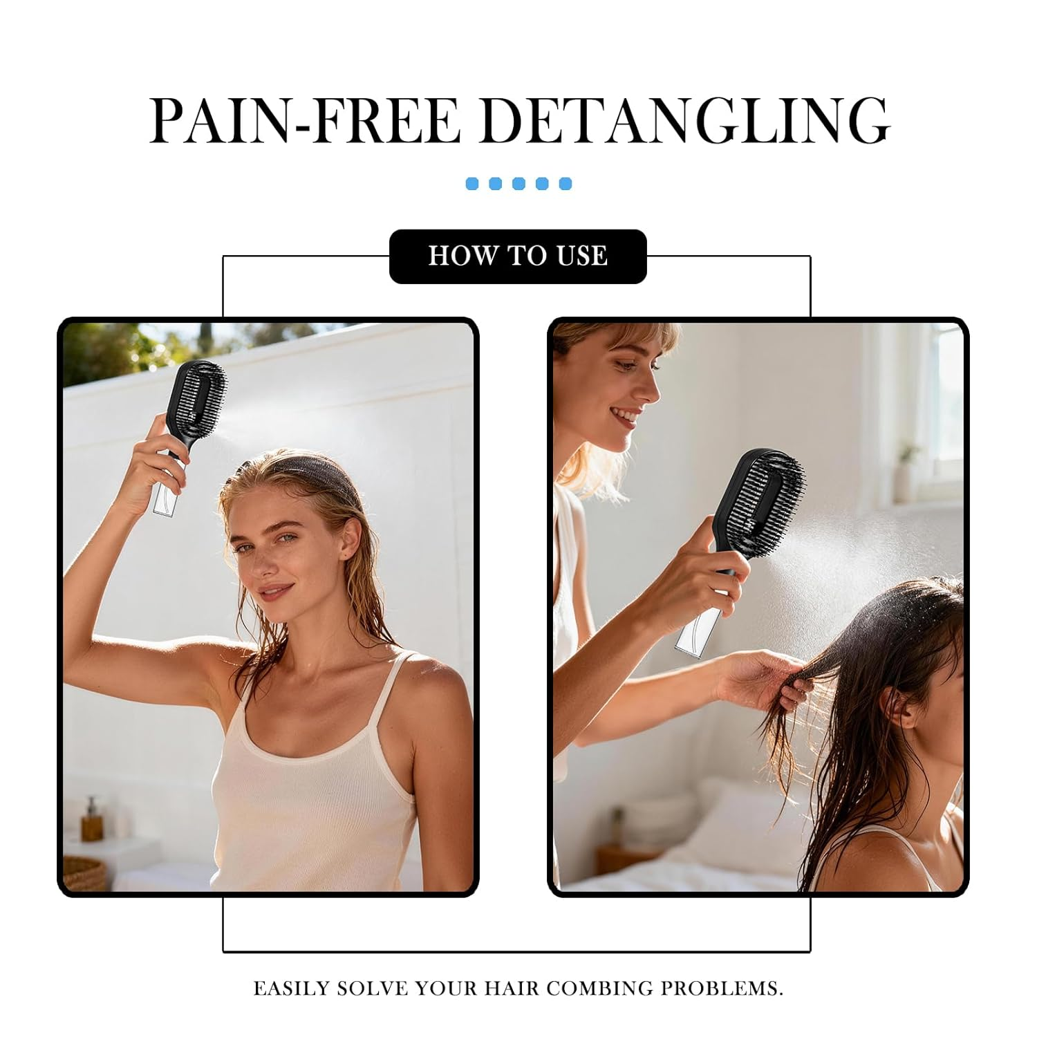 2-in-1 Detangler Hair Brush with Built-In Mist Sprayer
